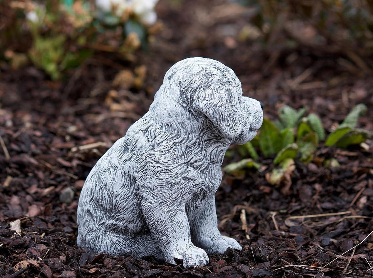 STEINFIGUR Berner Sennenhund Welpe, Frostfest, massiver Steinguss - Grau, Stein (13/16/14cm) - stoneandstyle