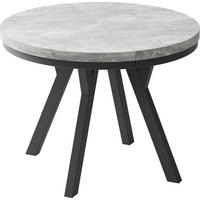 ESSTISCH Lume runder ausziehbarer, Grauer Beton 100-150/100/76 cm - Hellgrau/Schwarz, Holz/Holzwerkstoff (100/150/76cm) - WFL GROUP