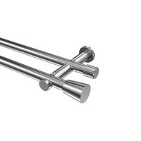 GARDINENSTANGEN-SET Platon Sitra 360 cm (geteilt in 2 x 180 cm), 2-läufig (ohne Ringe), 20 mm Ø Chrom - Chromfarben, Metall (360cm) - INTERDECO