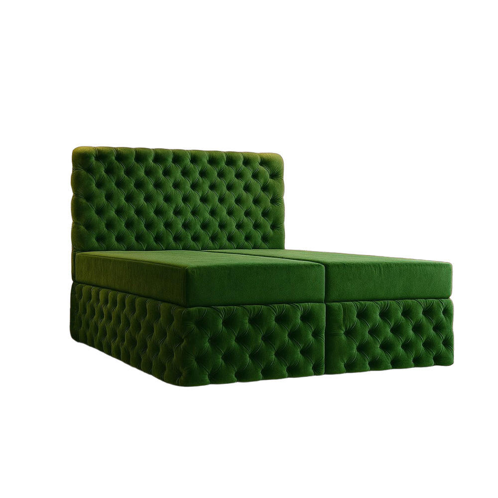 BOXBETT Chesterfield II Flaschengrün 200x200 cm - Waldgrün, Textil (200/200cm) - B&B Home
