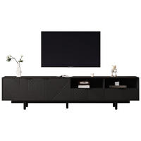 TV-SCHRANK 200x40cm Modern abstrakte Linien Stauraum Schwarz bis 90 Zoll - Schwarz, Holz (52.07/12.19/115.06cm) - FLIEKS