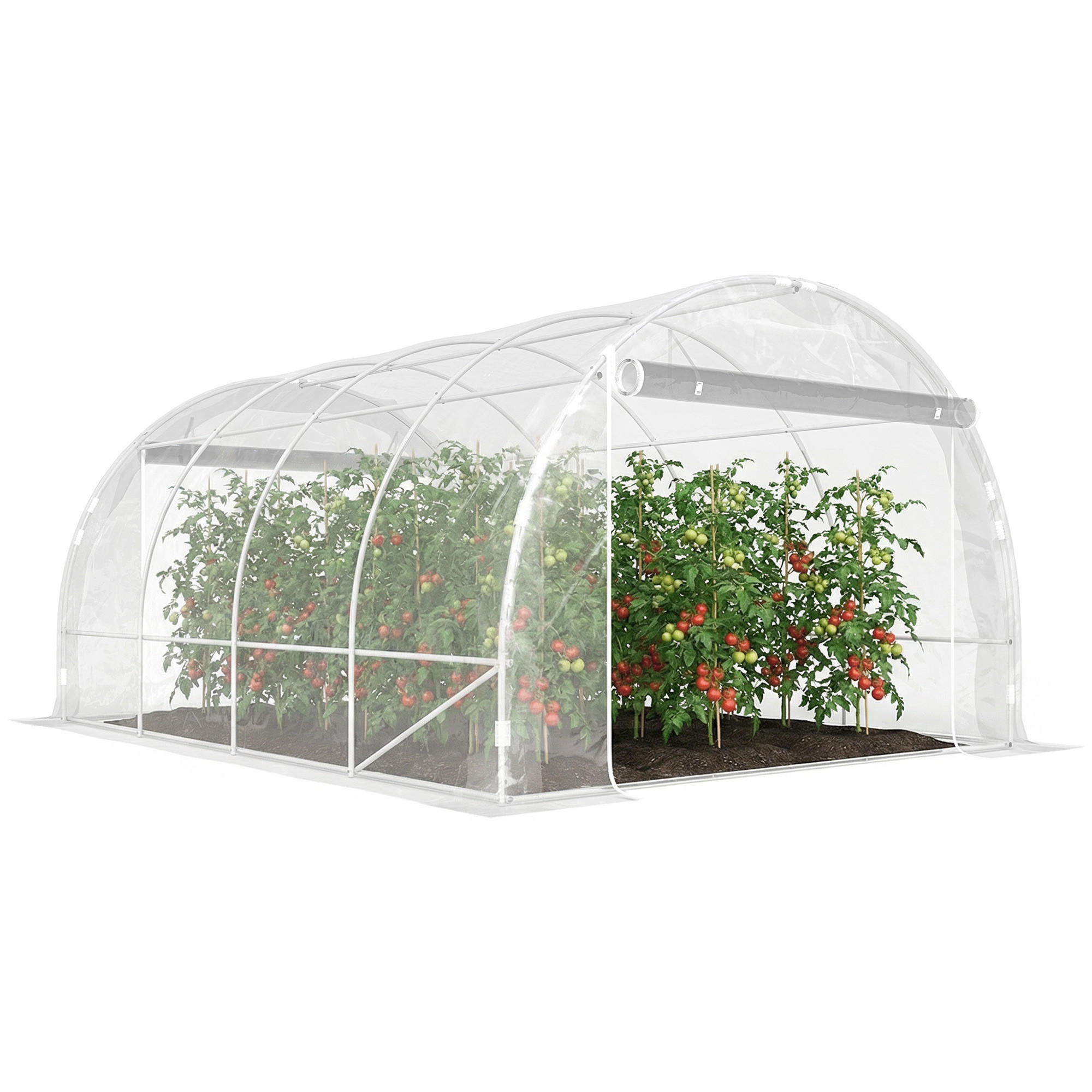 POLYTUNNEL-GEWÄCHSHAUS DE-05790 Begehbar, verzinkter Stahlrahmen Transparent - Transparent, Kunststoff/Metall (297/199/395cm) - ComfortXL