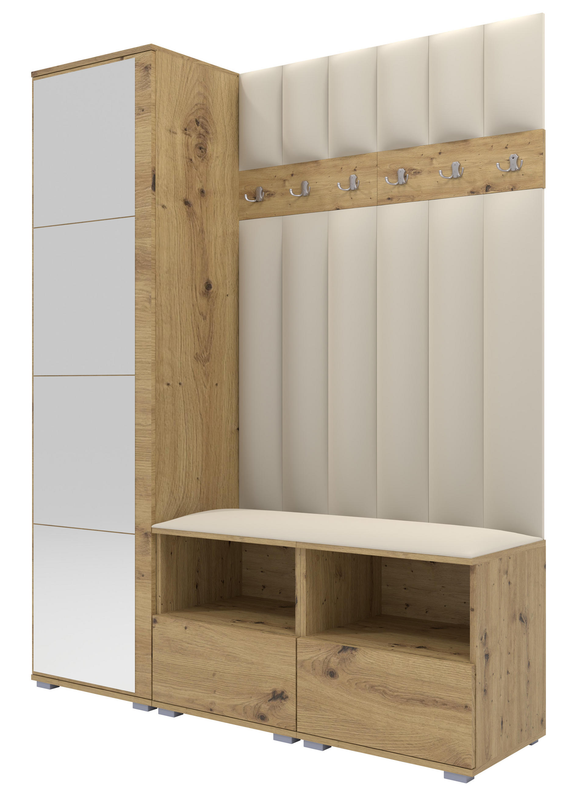 Ravio Gepolstert Eiche Artisan, Creme 150x187x40 cm