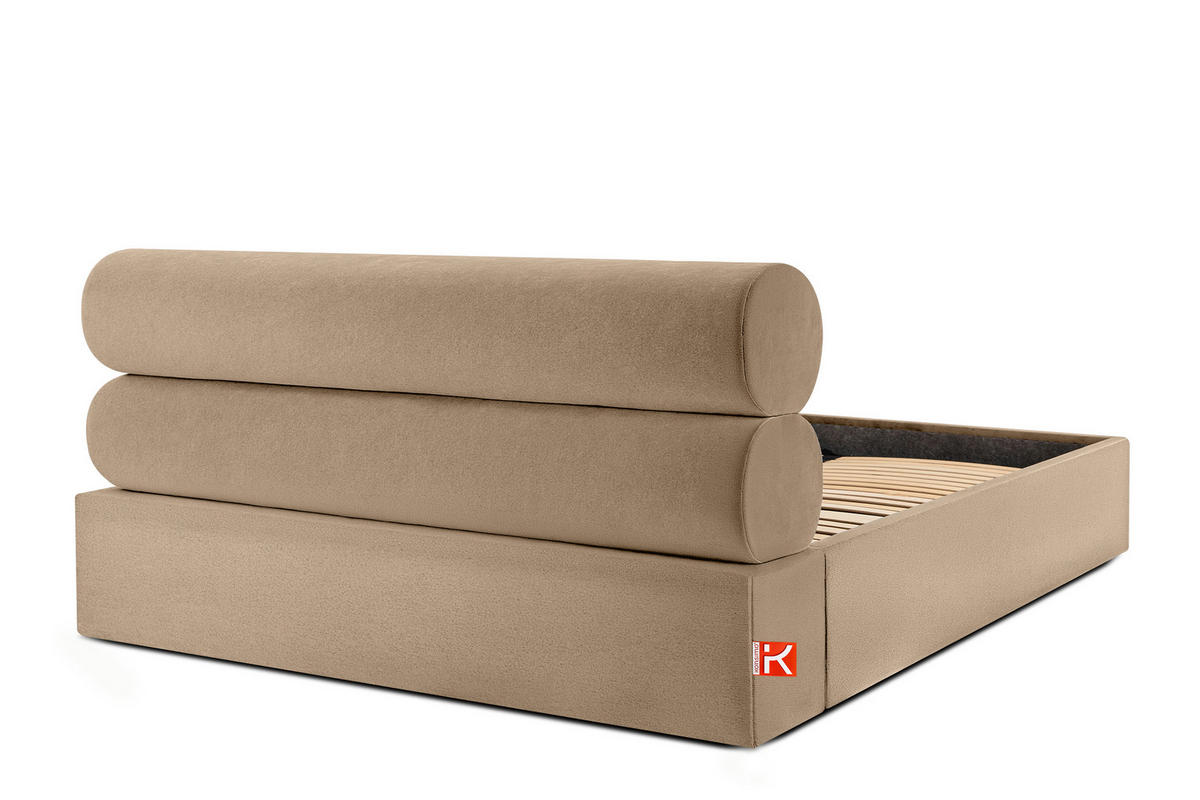 POLSTERBETT LUNEO - Beige/Schwarz, Holz/Holzwerkstoff (202/204cm) - KONSIMO®
