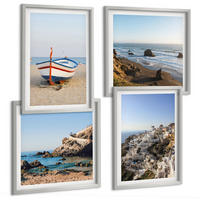 BILDER SET 4er Set - 50x50 cm & 40x60 cm Silberner Rahmen - Ansichten von Griechenland, Łódź, Häuser - Silberfarben, Kunststoff (50/50cm) - TULUP