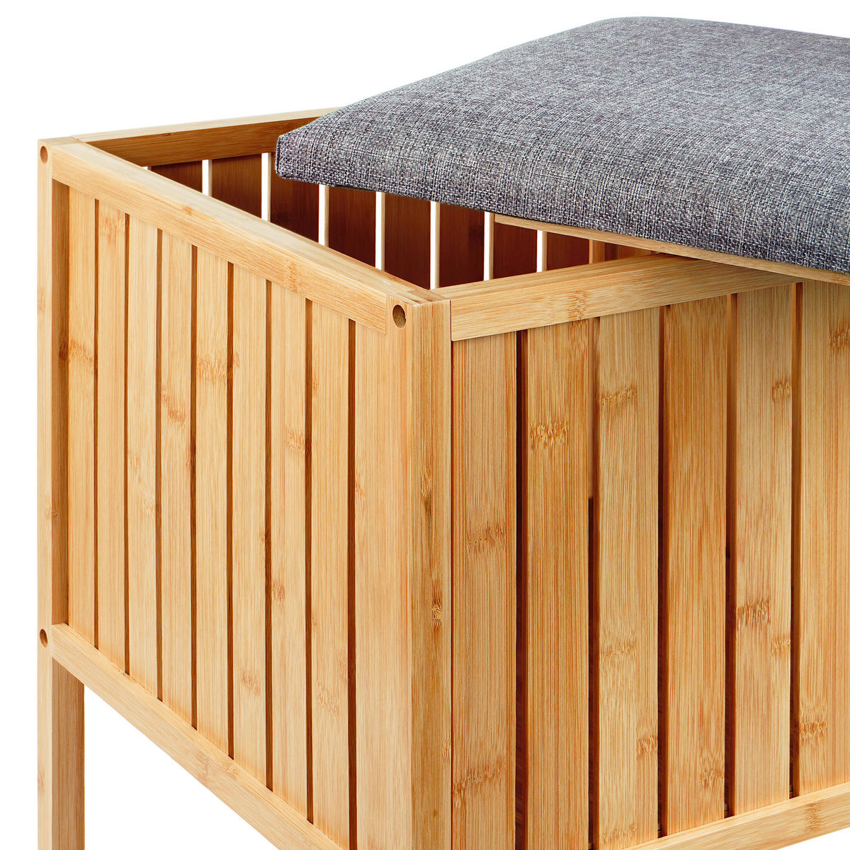 KOŠ prádla - šedá/světle hnědá, dřevo/textil (39/52/39cm) - Relaxdays