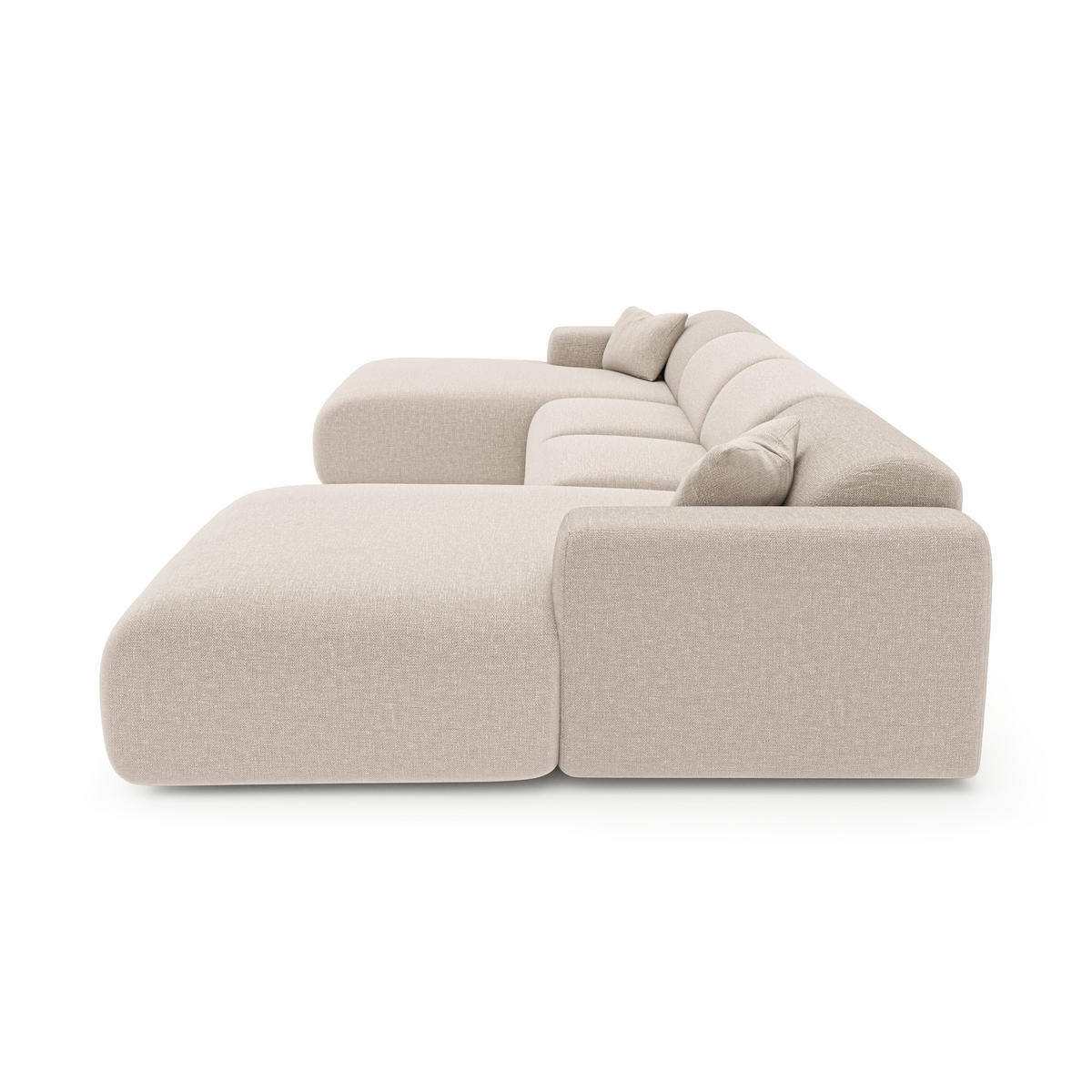 WOHNLANDSCHAFT Rastergewebe Beige 356cm - Beige, Textil (356/73/166cm) - Sia Home