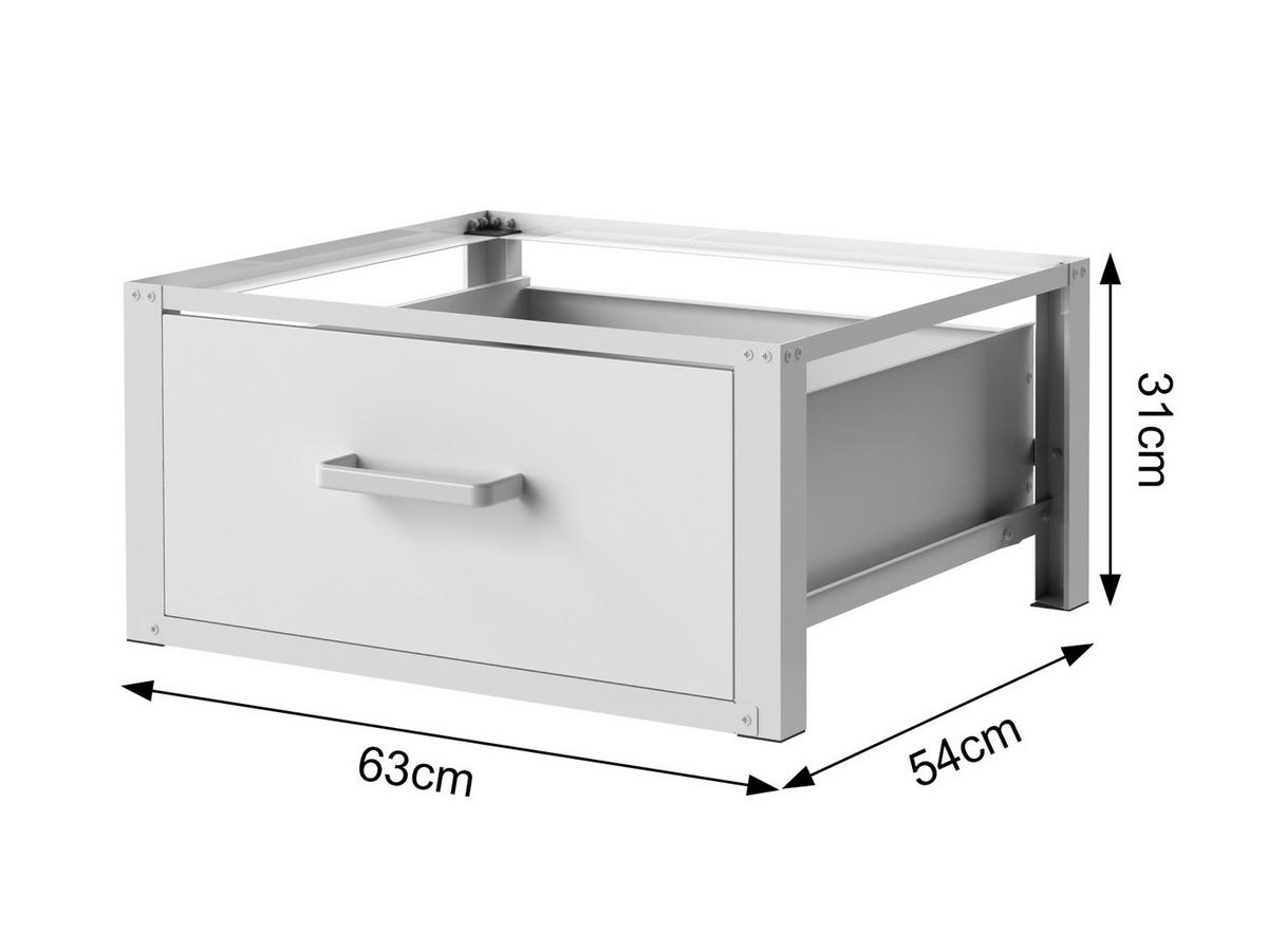 WASCHMASCHINEN-UNTERGESTELL mit Schublade Metall Weiß - Weiß, Metall (63/31/54cm) - DanDiBo
