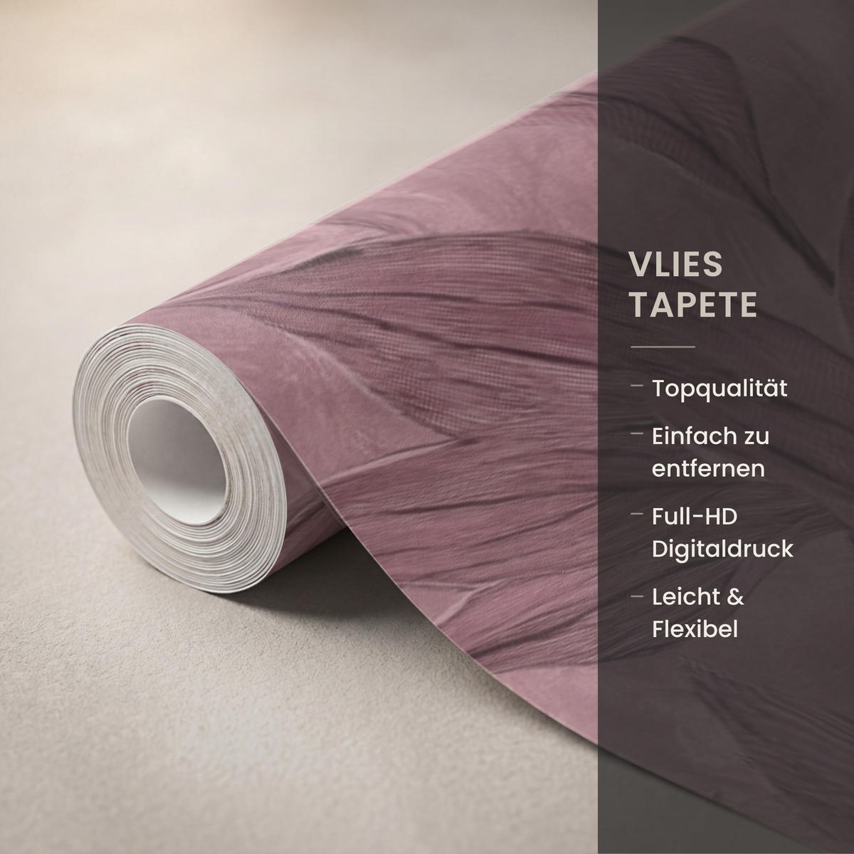 TAPETE - Blätter - Muster - Lila - 400x240 cm - Altrosa, Papier (400/240cm) - OnlyWow