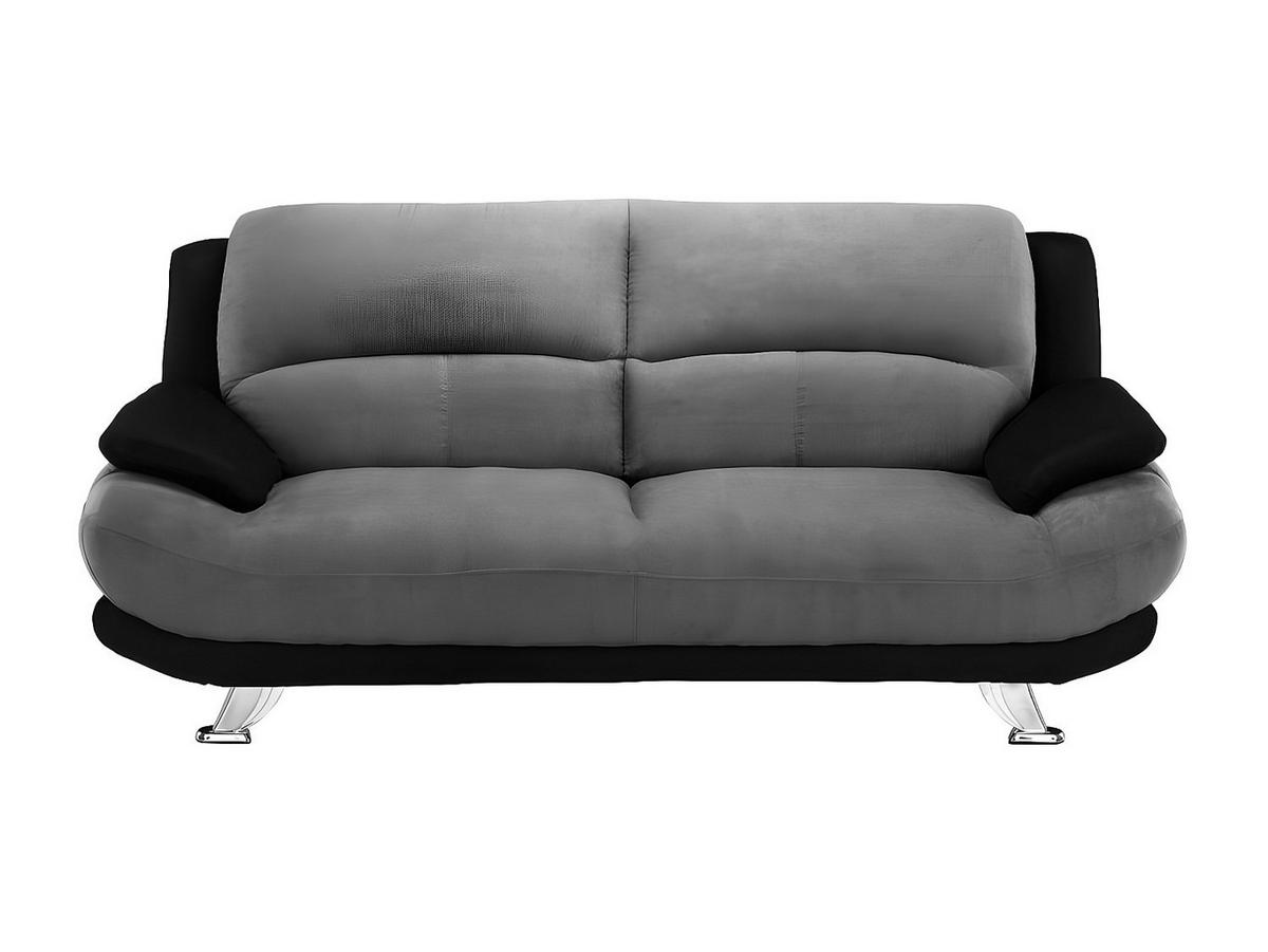 SOFA 3-Sitzer - Microfaser - Grau & Schwarz - MUSKO - Schwarz, Textil (200/89/91cm) - Vente-Unique