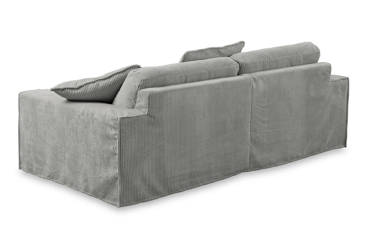 SOFA NETTA Grau Cord - Braun/Grau, Birkenholz/Textil (226/90/116cm) - KAWOLA
