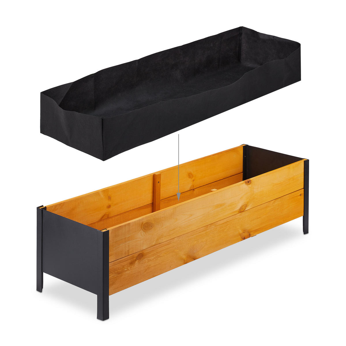 HOCHBEET - Multicolor, Holz/Textil (118/32.5/35cm) - Relaxdays