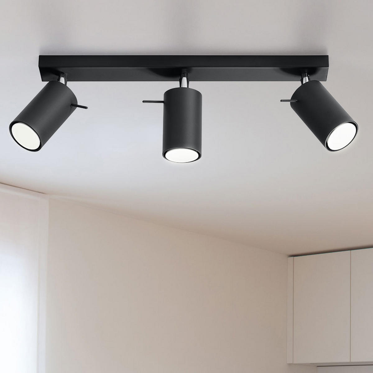 LED DECKENLEUCHTE Stahl Schwarz - Schwarz, Metall (45/8/15cm)