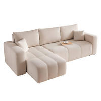 ECKSOFA Leros Mit Schlaffunktion - Beige, Holzwerkstoff/Textil (248/145cm) - Fun Möbel
