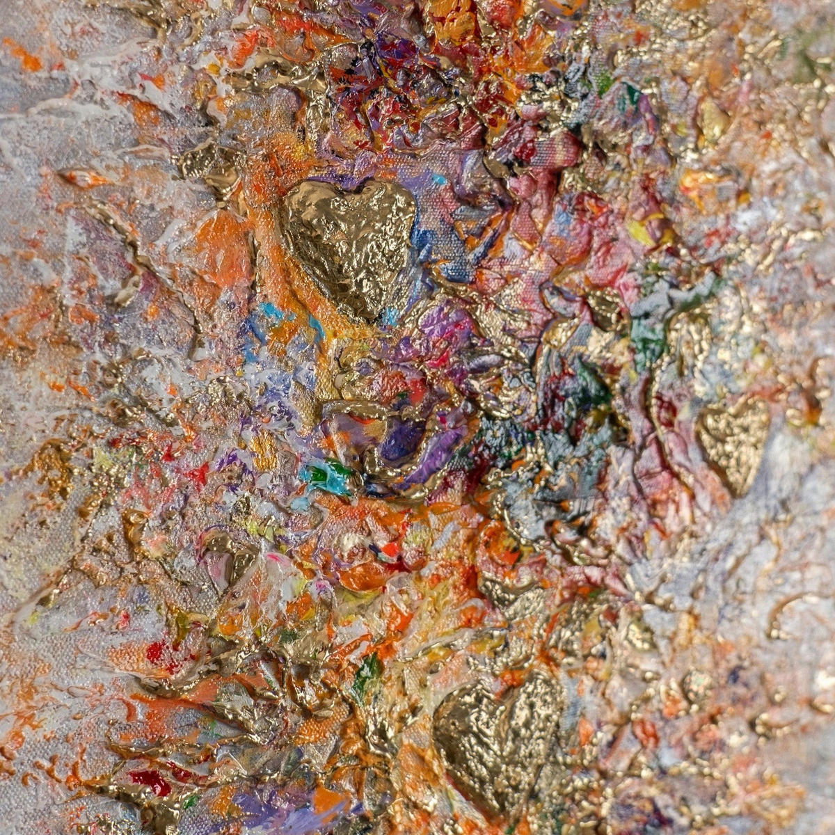 GEMÄLDE Palette des Lichts Schattenfugenrahmen Gold 70x50 cm - Goldfarben, Holz (70/50cm) - YS-art gallery