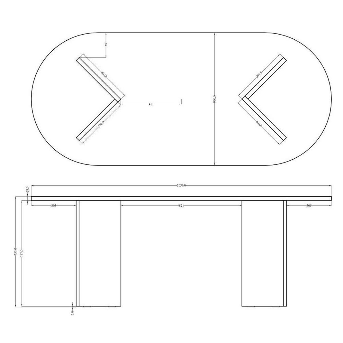 ESSTISCH Ovo Holzoptik Lindberg Eiche 204/90/75 cm - Eichefarben/Beige, Holzwerkstoff (204/90/75cm) - Selsey
