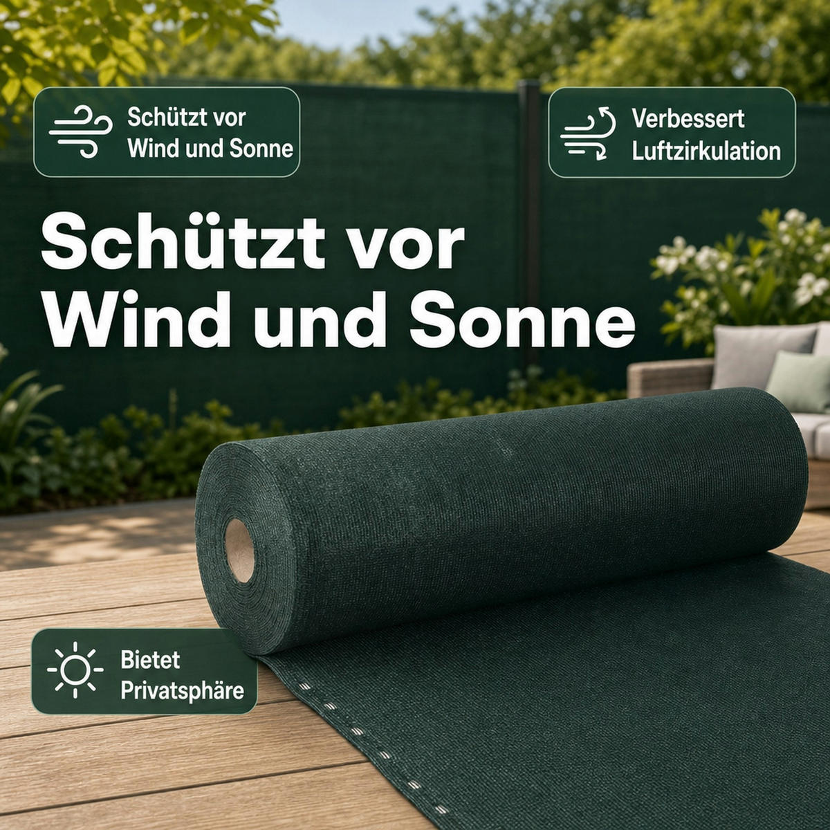 PRIVATSPHÄRE Netz - Dunkelgrün, Kunststoff (200/30cm) - BONI-SHOP