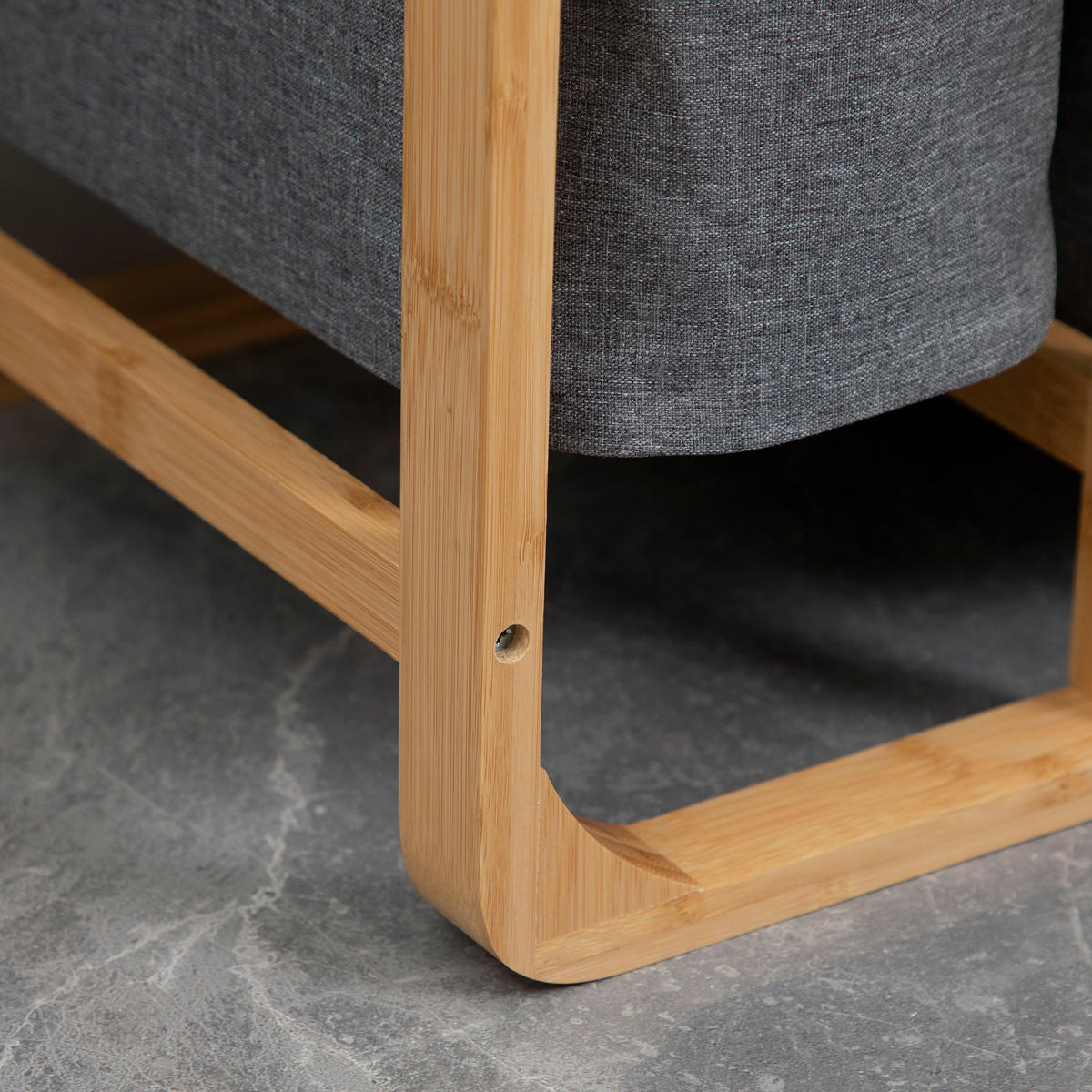 WÄSCHEKORB Bambus mit 3 Wäschesäcken – 50x32x70cm – Wäschesortierer – Ablageplattform – Grau & Natur – Waschküche - Zwetschgeholzfarben, Textil (32/69.7/50cm) - Ej. Life