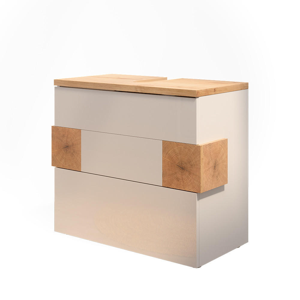 WASCHBECKENUNTERSCHRANK Eden Weiß 70 x 64.5 cm mit 2 Schubladen - Weiß/Eiche Artisan, Holzwerkstoff (70/64.5/37cm) - Vicco