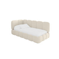 EINZELLBETT Jugendbett mit Bettkasten, Rechts - AVRY 100x200 Beige - Beige/Perlmutt, Holzwerkstoff/Textil (100/200cm) - ALTDECOR