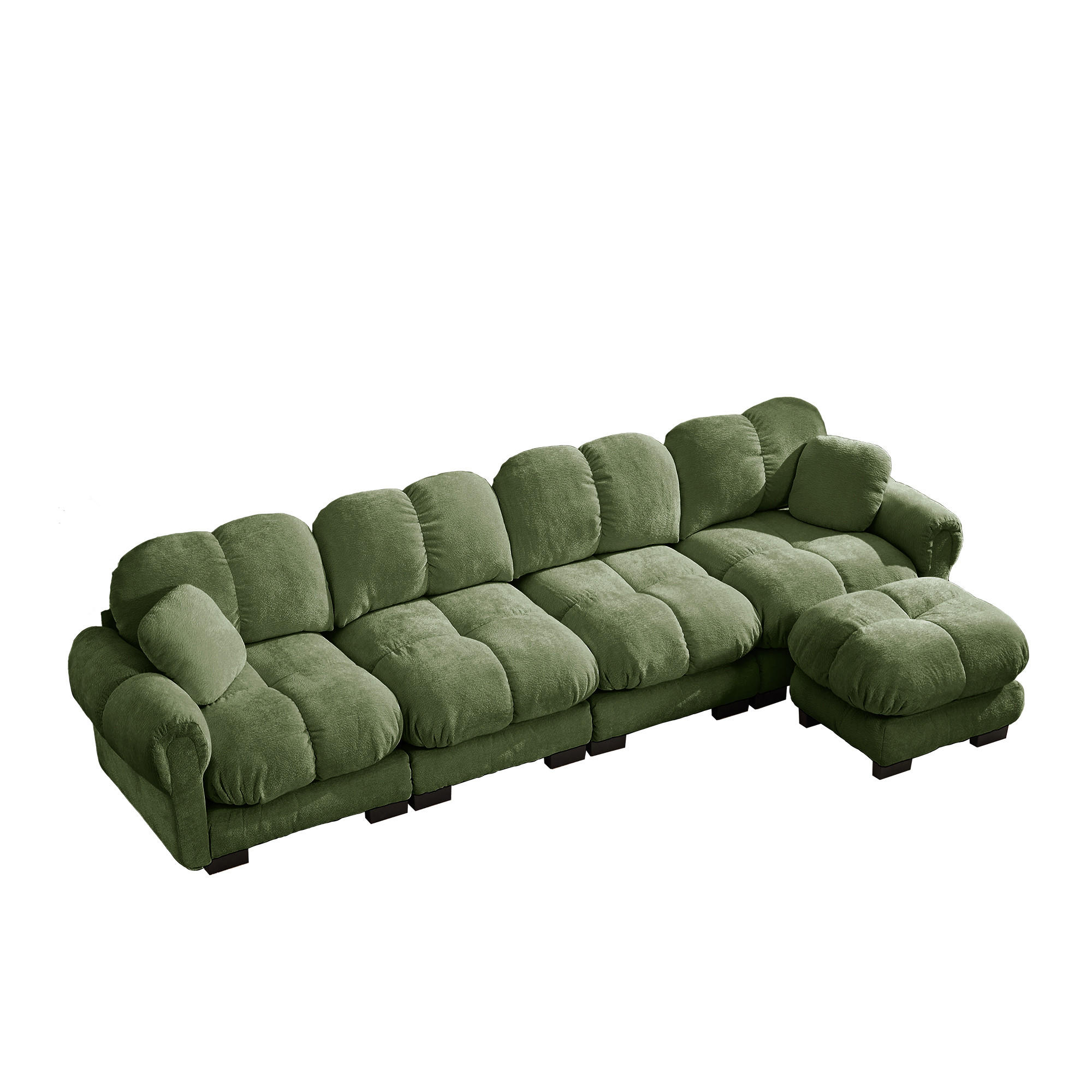ECKSOFA DE-34384 4-Sitzer mit Steppdesign Grün - Grün, Textil (149/330cm) - ComfortXL