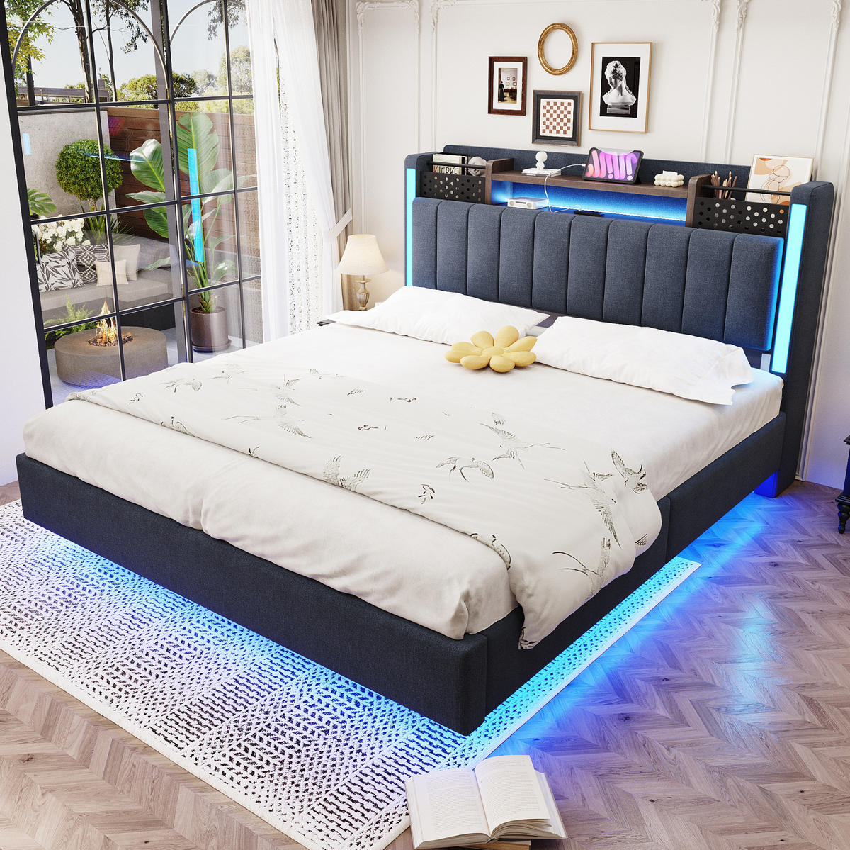 POLSTERBETT mit LED, USB und Stauraum 140x200 cm Grau - Grau, Metall (140/200cm) - Meubliv