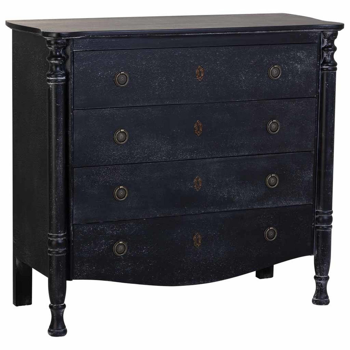 KOMMODE LACKIERTE mit 4 Schubladen 100x40x90 cm - Schwarz, Holz (100/90/40cm) - Wanderlust