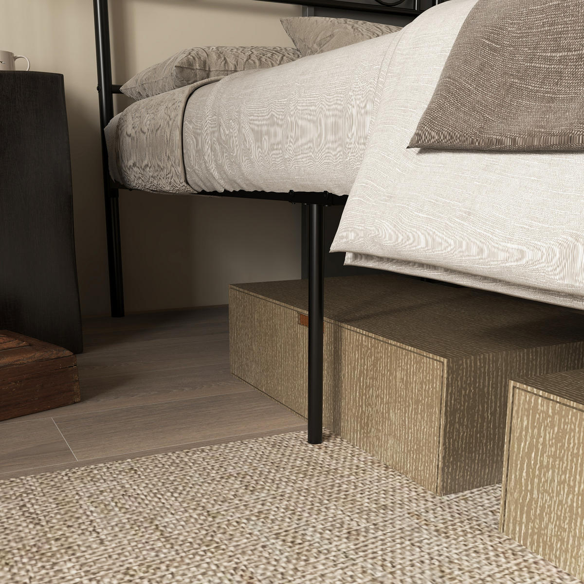 BETTRAHMEN aus Stahl 211/95/106 cm - Schwarz, Metall (90/200cm) - HOMCOM