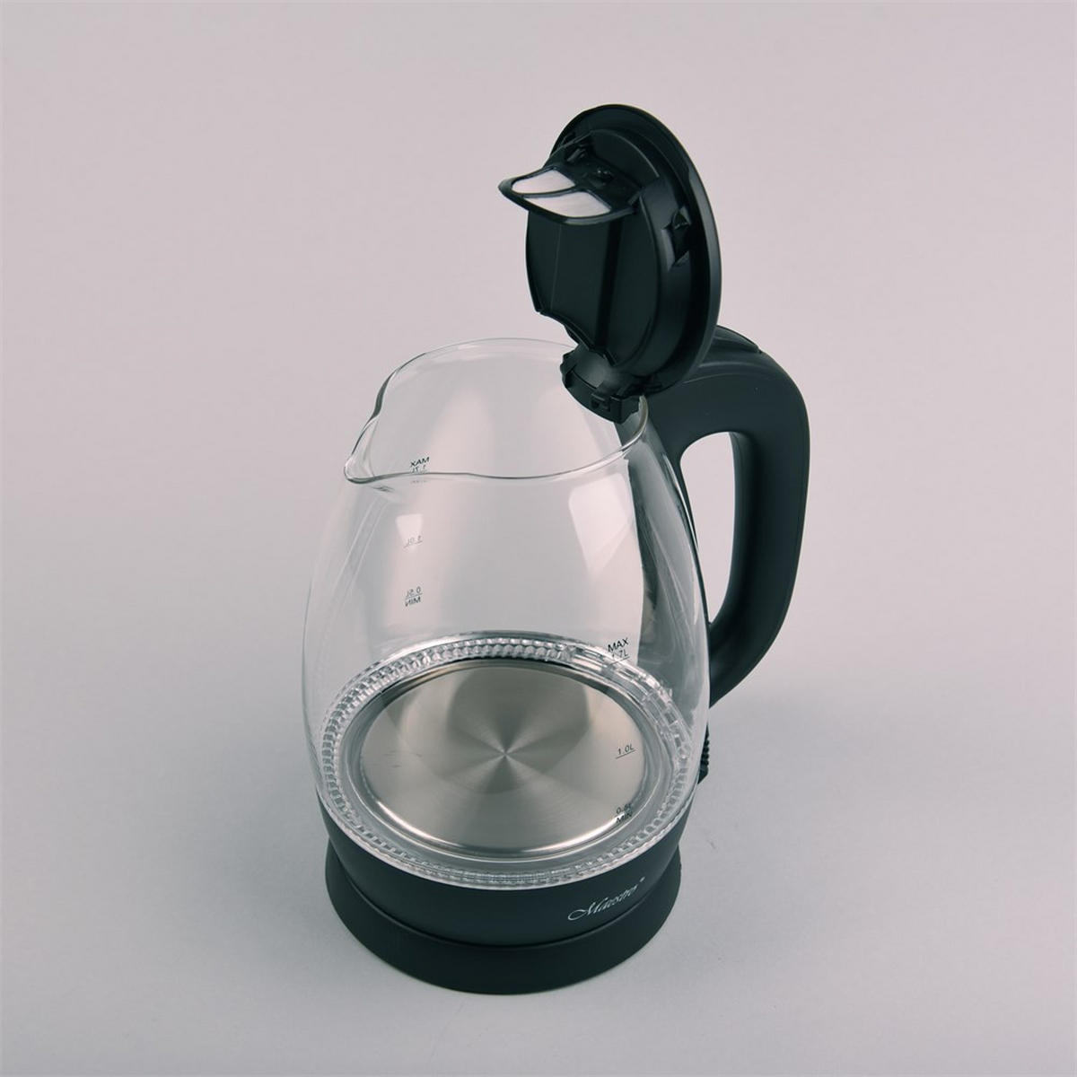 WASSERKOCHER ELEKTRISCH Schwarz 19.8/15/22 cm MR063BLACK - Schwarz, Glas (15/22/19.8cm) - Maestro 