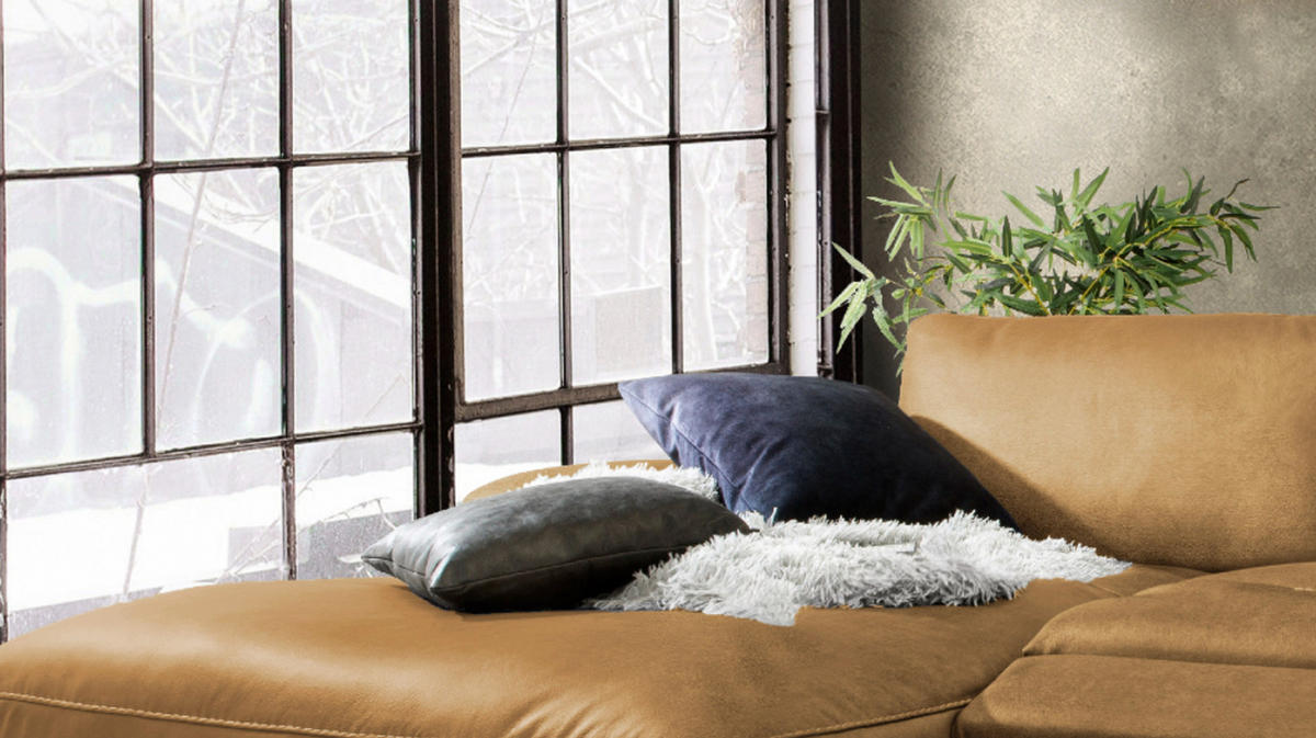 ECKSOFA MOTORISCH. RELAXFUNKTION LOLA Rotbraun Leder - Rotbraun/Schwarz, Leder (233/178cm) - KAWOLA