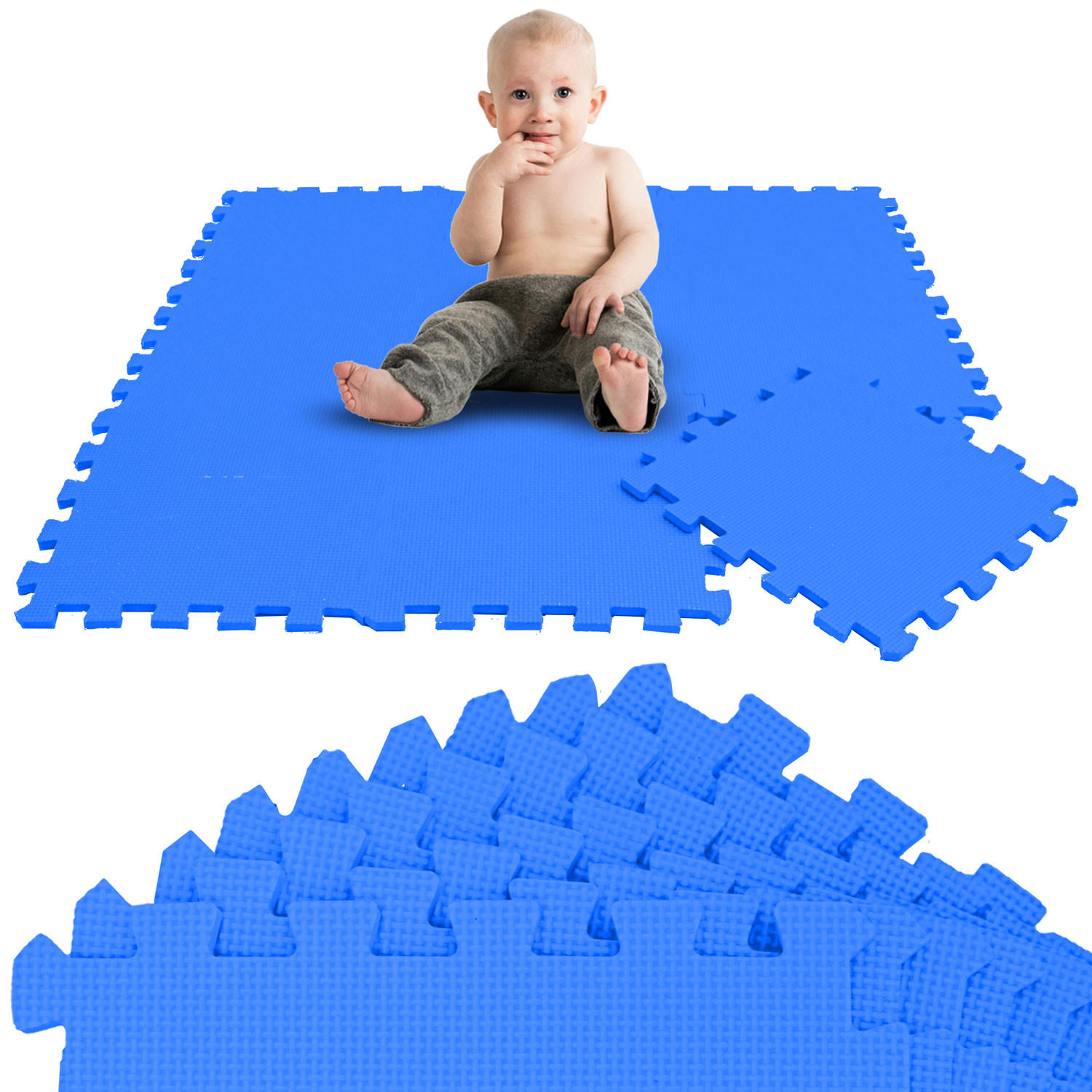 SPIELMATTE ab Null - 90 cm Baby Puzzlematte Blau - Blau, Kunststoff (30/30cm) - Littletom