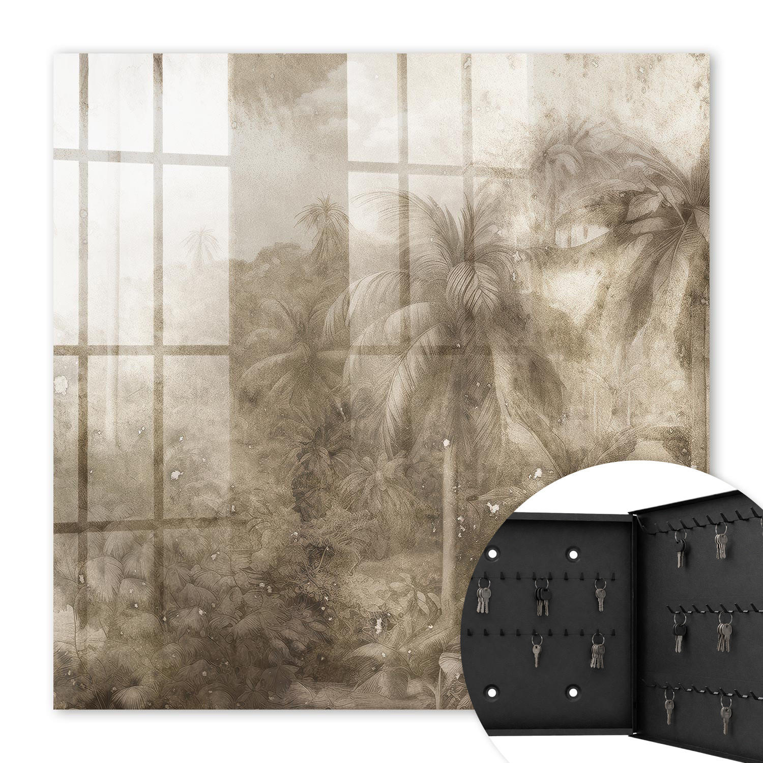 SCHLÜSSELBOX Schwarz 30x30 cm- Türöffnung nach rechts - Dschungelbeige - Beige, Metall (30/30/5cm) - TULUP