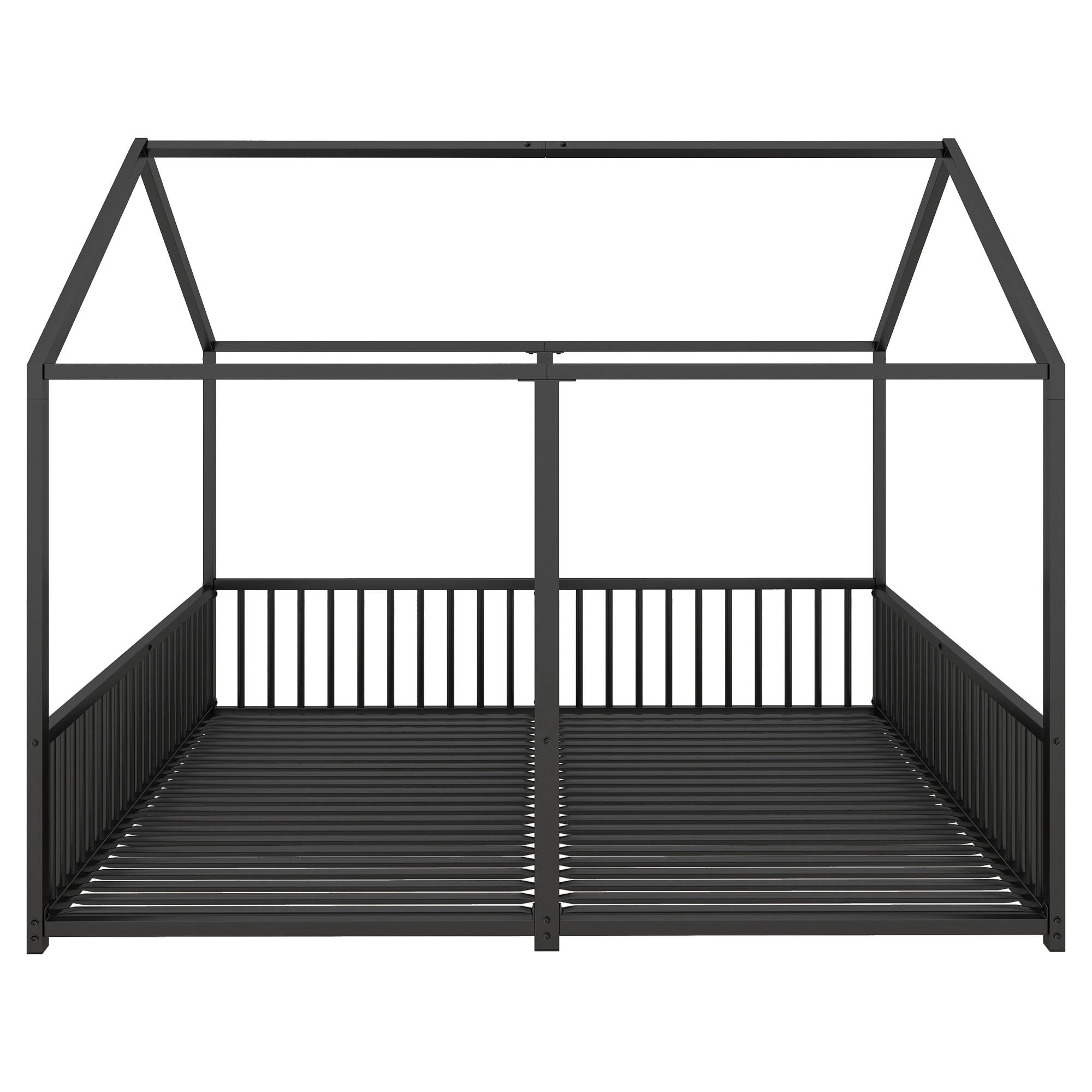 HAUSBETT 90x200cm in Schwarz，Doppelbett Design - Schwarz, Metall (90/200cm) - KOMHTOM