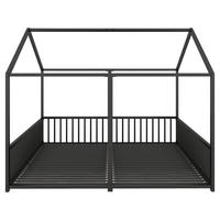 HAUSBETT 90x200cm in Schwarz，Doppelbett Design - Schwarz, Metall (90/200cm) - KOMHTOM