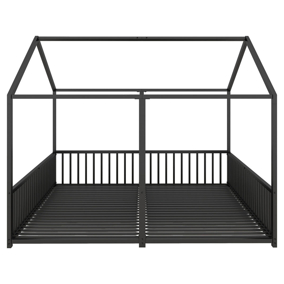 HAUSBETT 90x200cm in Schwarz，Doppelbett Design - Schwarz, Metall (90/200cm) - KOMHTOM