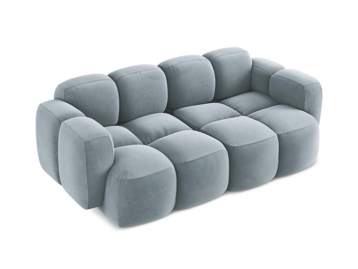 2-SITZER SOFA Samt Stoff Blau - Schwarz/Hellblau, Holzwerkstoff/Kunststoff (210/72/115cm) - Makamii