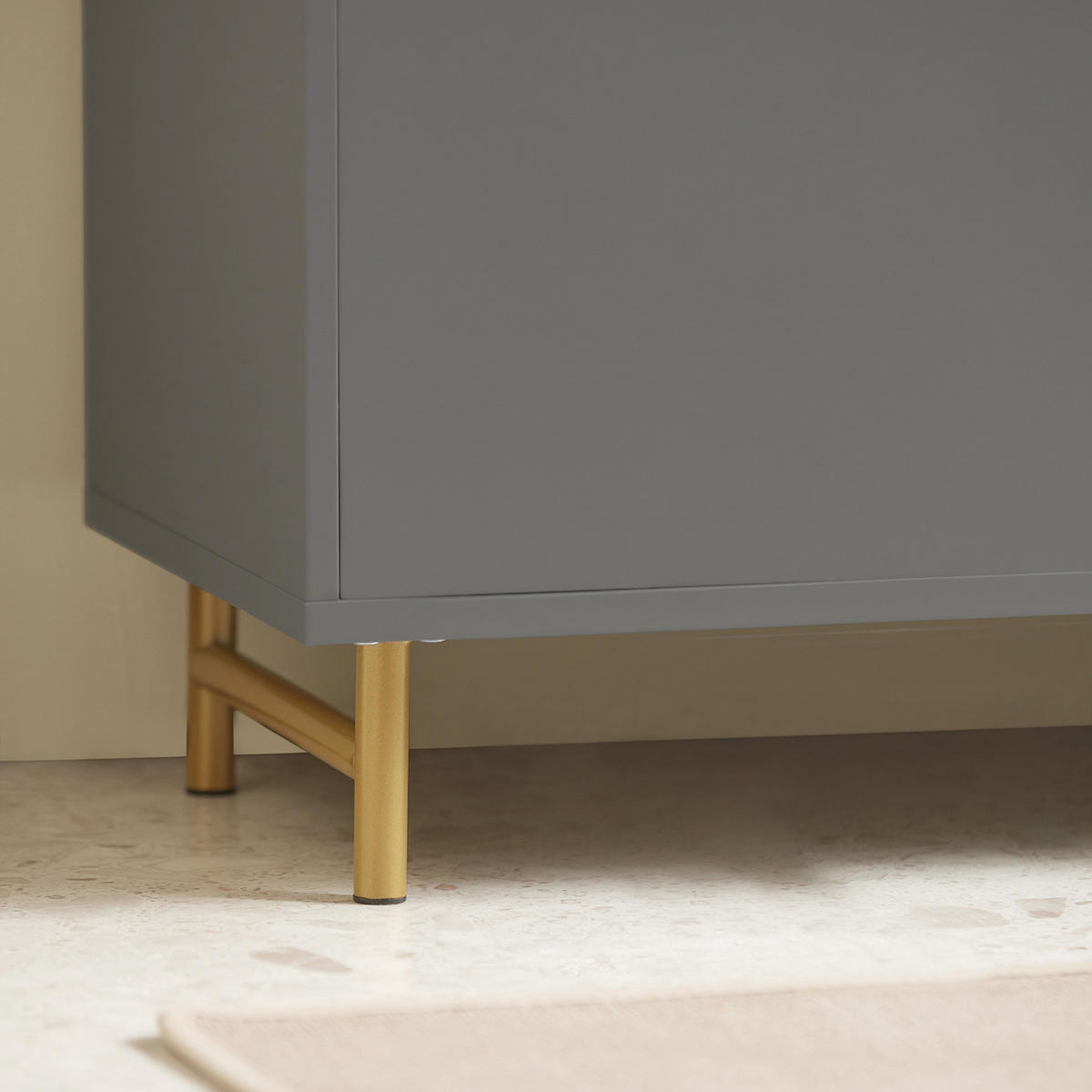 WASCHBECKENUNTERSCHRANK Grau - Goldfarben/Grau, Holzwerkstoff/Metall (75/65/35cm) - SoBuy