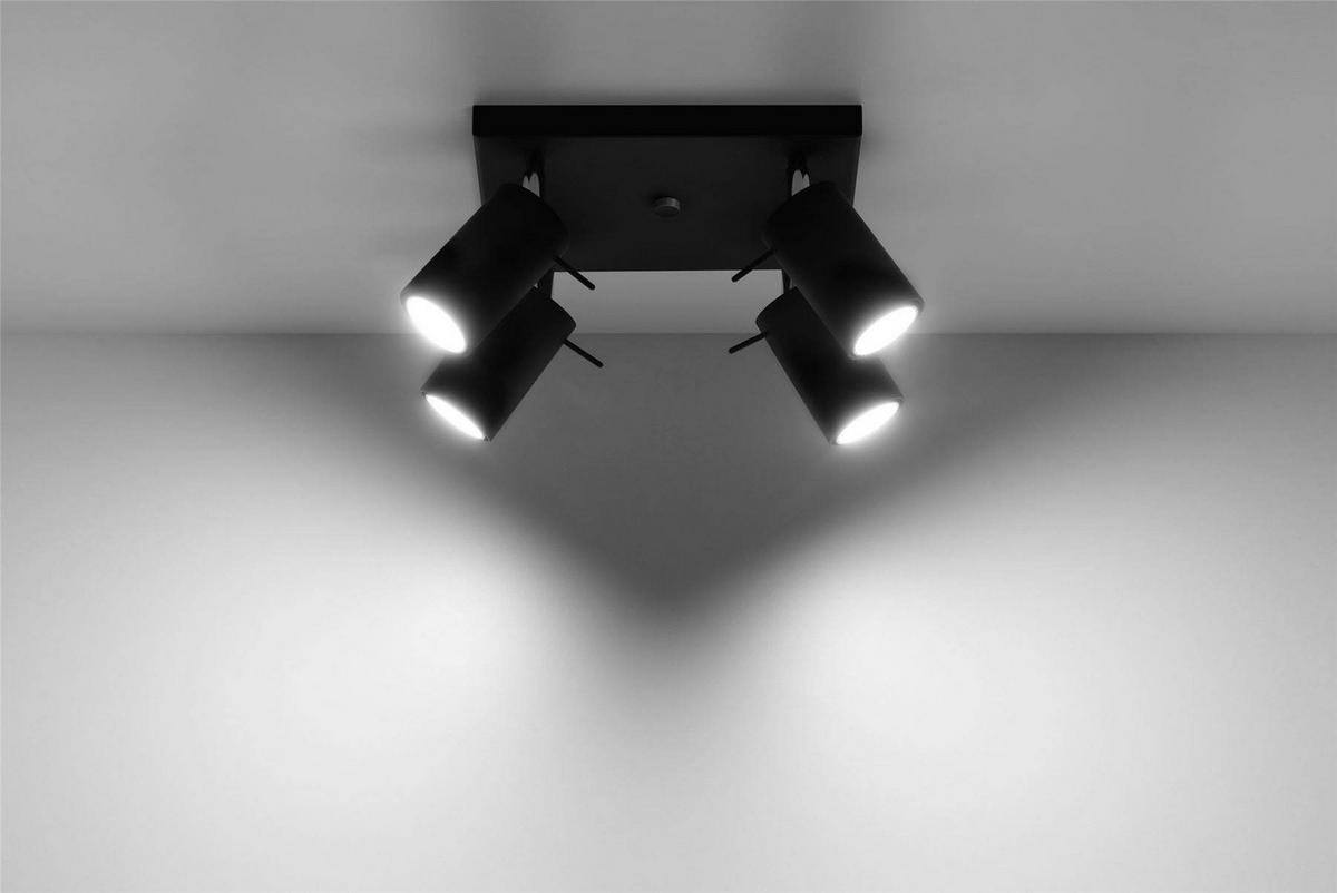 DECKENLEUCHTE Stahl Schwarz 4-flammig Spots - Schwarz, Metall (25/25/15cm) - Sollux Lighting