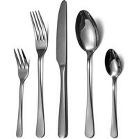 BESTECKSET Edelstahl Spiegelpoliert 30-teilig für 6 Personen Schwarz - Silberfarben, Metall