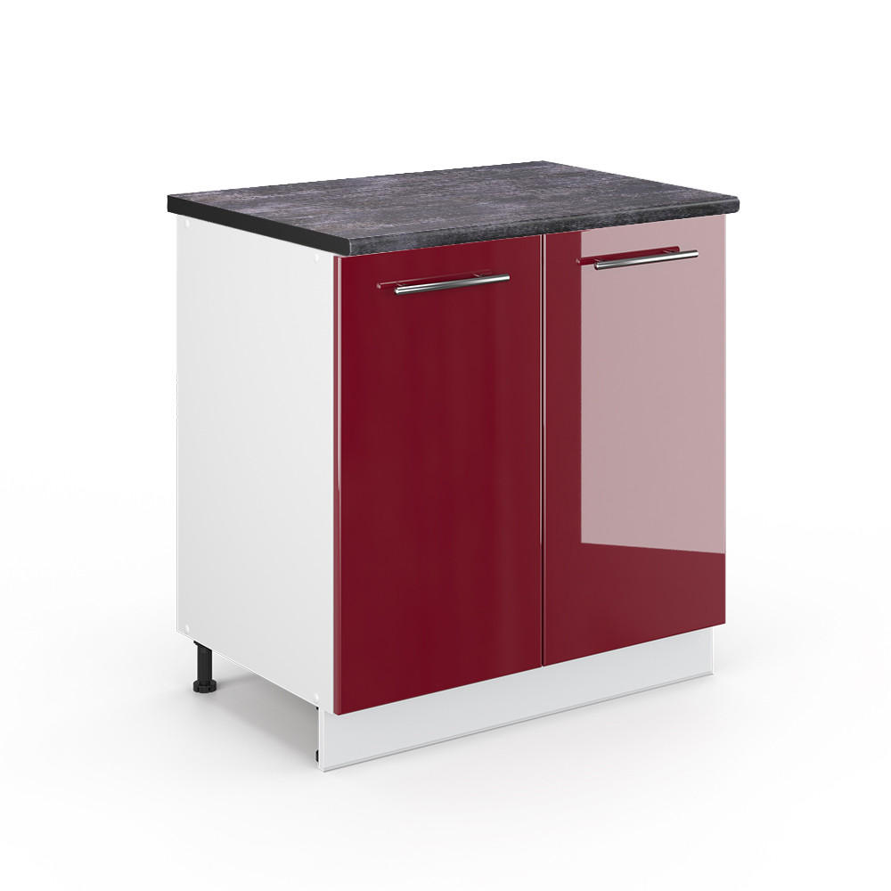 KÖKSUNDERSKÅP Fame-Line, Bordeaux högblank/Vit, 80 cm antracitas stalviršis Bordeaux, Vit 82/80/60 cm