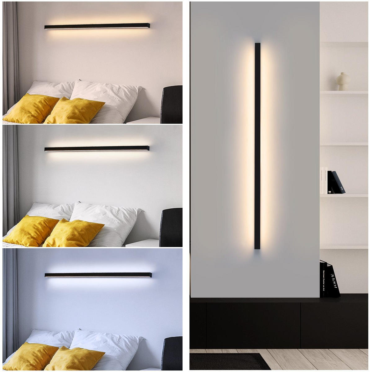 LED-WANDLEUCHTE Flash 2.5/4/100 cm - Schwarz, Metall (4/100/2.5cm) - ZMH