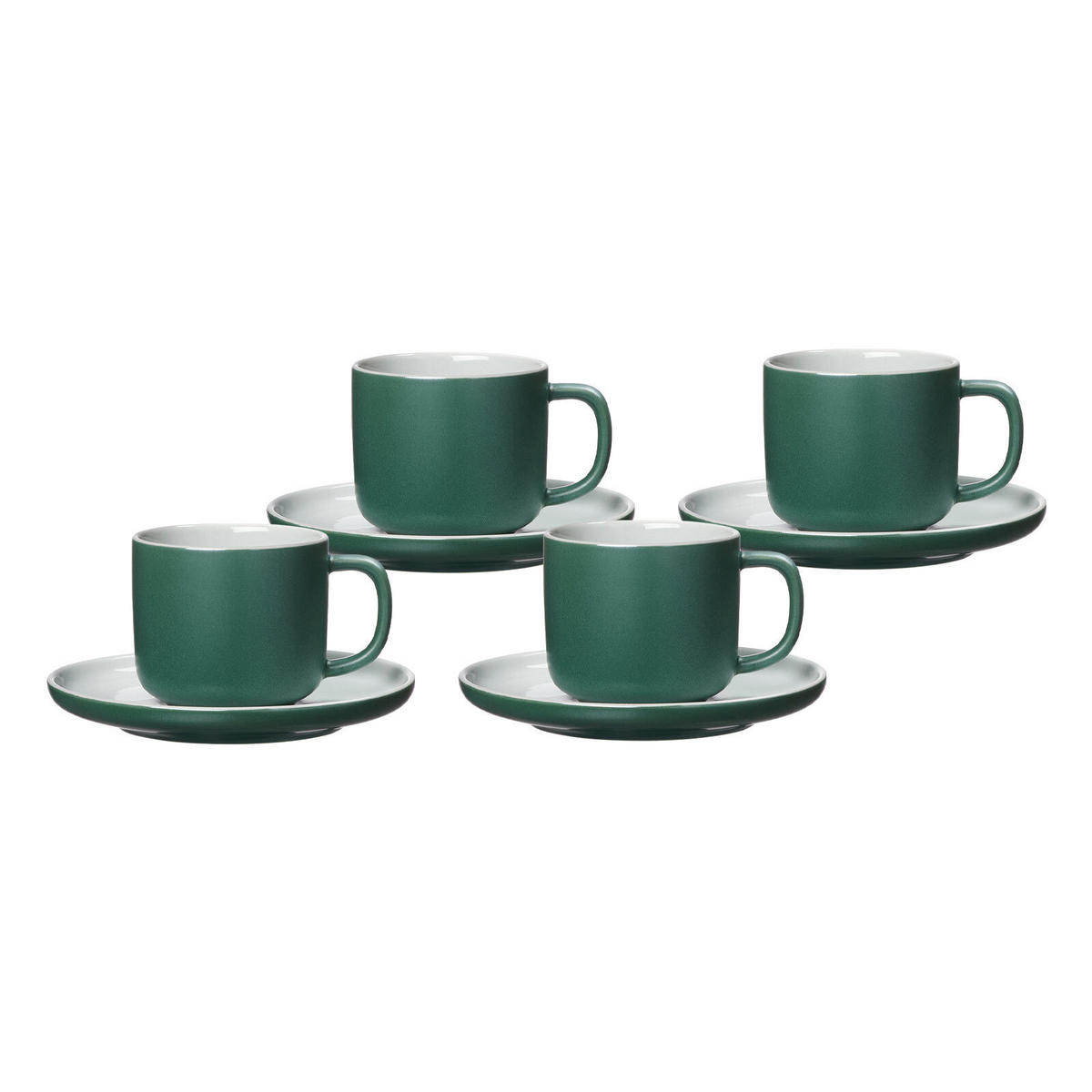 KAFFEETASSEN MIT UNTERTASSEN Jasper Grün 240 ml 4er Set - Grün, Keramik (15/9/15cm) - Ritzenhoff Breker