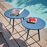 GARTEN-LOUNGETISCH 2-tlg., Pazifikblau - Dunkelblau, Metall (90/50/34cm) - Oviala