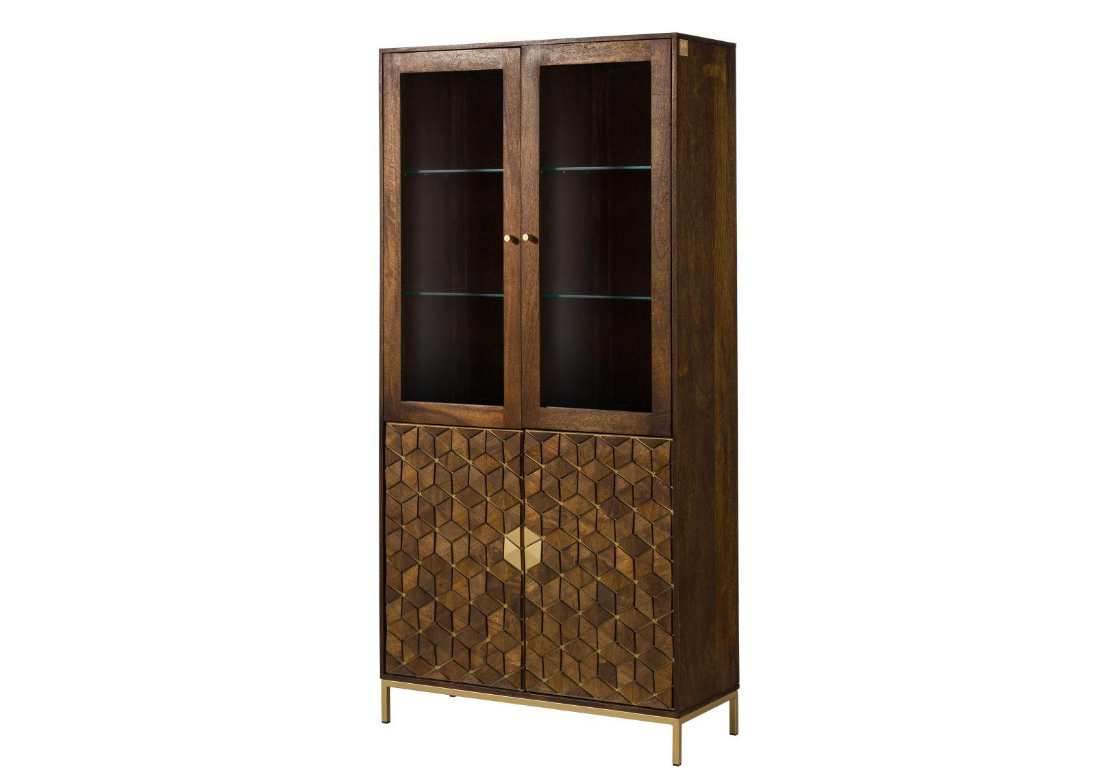 Massivmoebel24 Vitrine Braun 99x200x40 cm