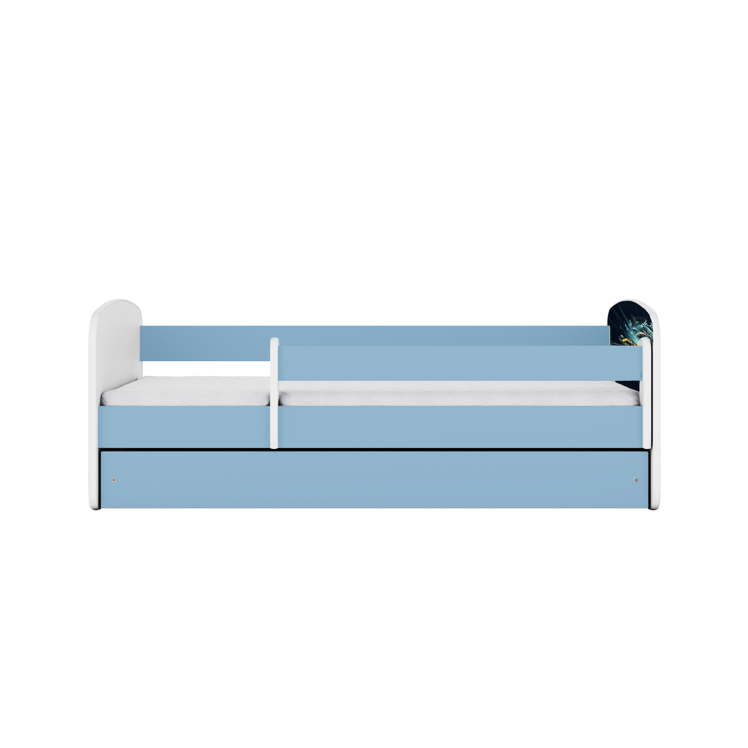 KINDERBETT Ethnie mit Schublade und Matratze 140/70 - Blau, Holzwerkstoff (70/140cm) - RAUMHIRSCH FURNITURE