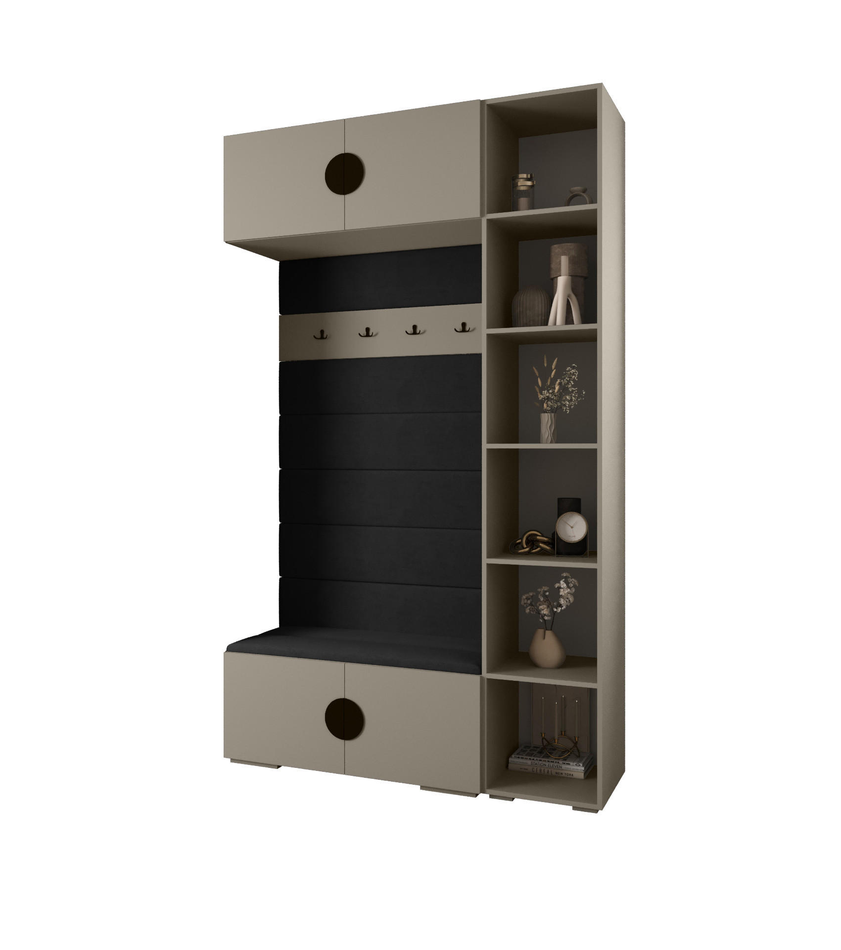 Abiks Möbel Garderoben-Set Kaschmir, Schwarz, Schwarz 140x236.7x47 cm