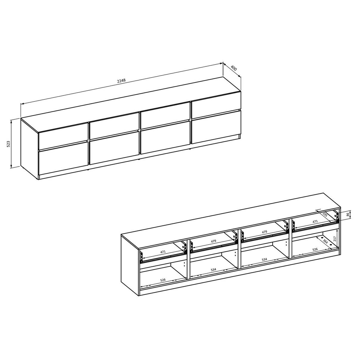 TV-LOWBOARD - Spanplatte - Weiß, Holzwerkstoff (225/53/40cm) - home24