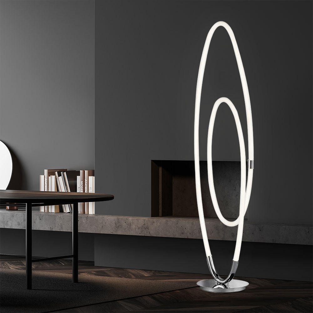 LED STEHLEUCHTE Chrom Silber - Silberfarben, Metall (36/25/140cm) - Wofi