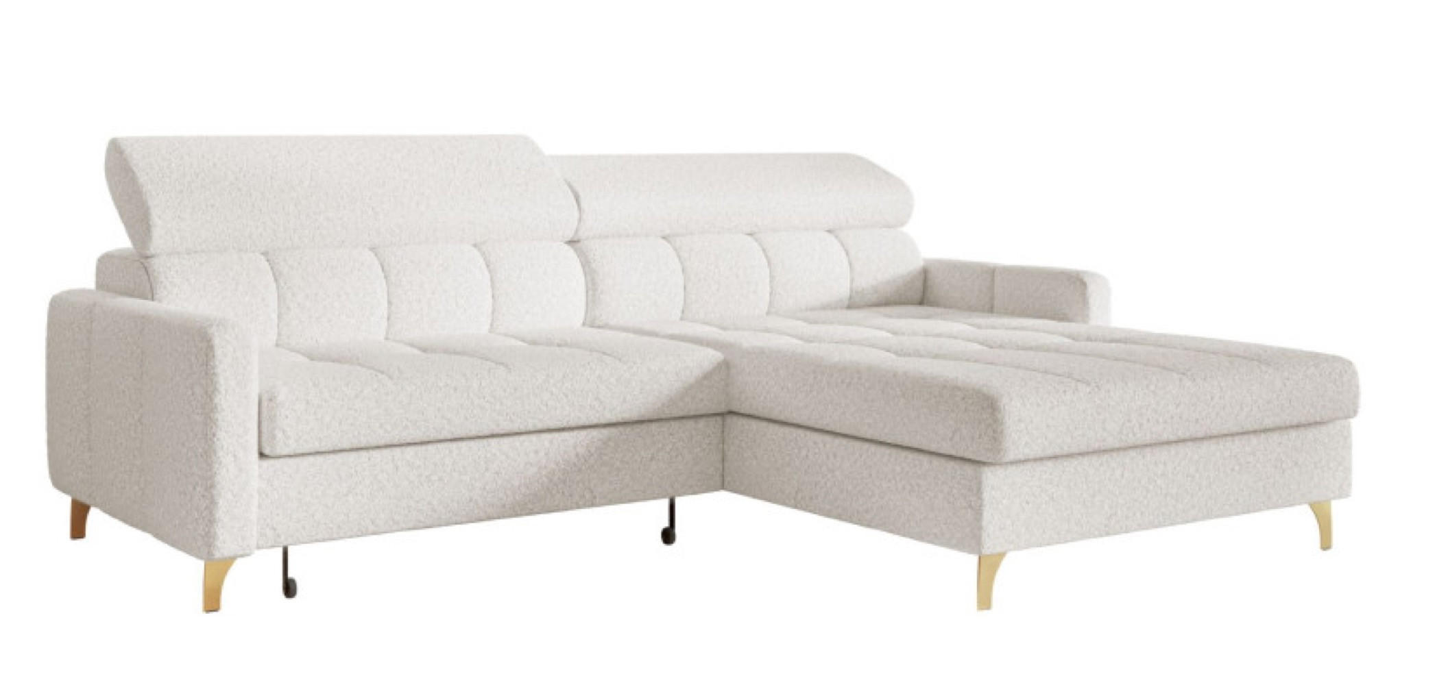 ECKSOFA Milch BAMBINO Mit Verstellbaren Kopfstützen Rechts - Weiß, Textil (174/223cm) - Sepro Meble