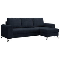 ECKSOFA Hugo Cord Dunkelblau - Schwarz/Dunkelblau, Textil/Metall (242/140cm) - MKS